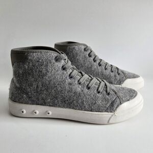 rag & bone Standard Issue Wool High Top Gray & White Lace-Up Sneakers, Size 8